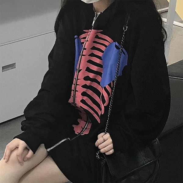 women's hoodies & sweatshirts zip-up y2k gothic harajuku hooded sweatshirt punk vintage oversized hoodie e-girl grunge skull print long, Black
women's hoodies & sweatshirts zip-up y2k gothic harajuku hooded sweatshirt punk vintage oversized hoodie e-girl grunge skull print long, Black