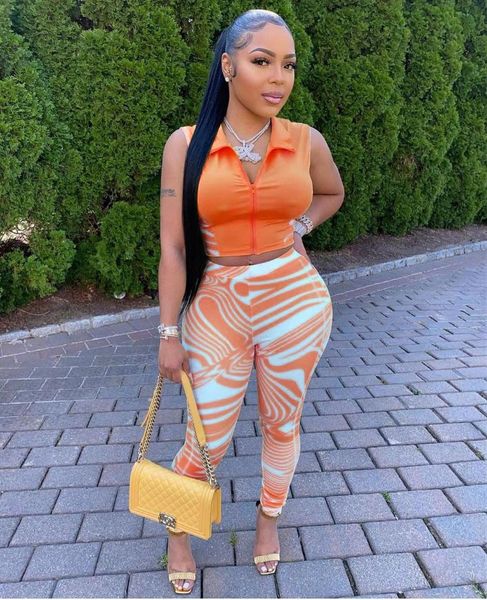 women's two piece pants rmsfe 2021 early autumn urban fashion leisure sleeveless lapel zipper printed tricolor women set, White
women's two piece pants rmsfe 2021 early autumn urban fashion leisure sleeveless lapel zipper printed tricolor women set, White