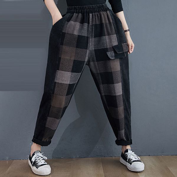 women's jeans autumn winter arts style women elastic waist loose casual patchwork plaid denim harem pants plus size m969 dw5c, Blue
women's jeans autumn winter arts style women elastic waist loose casual patchwork plaid denim harem pants plus size m969 dw5c, Blue