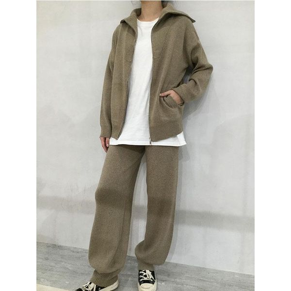 women's two piece pants mink cashmere women zipper up turn down collar knitted sweater + warm wool pant leisure 2 pieces set suit high, White
women's two piece pants mink cashmere women zipper up turn down collar knitted sweater + warm wool pant leisure 2 pieces set suit high, White