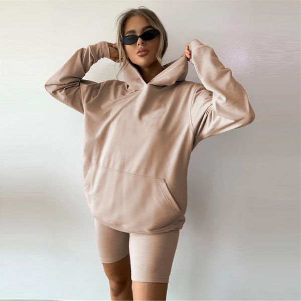 women's tracksuits female solid color long sleeve hooded pullover with pocket and shorts casual loose clothes 2 pieces set s//l/xl, Gray
women's tracksuits female solid color long sleeve hooded pullover with pocket and shorts casual loose clothes 2 pieces set s//l/xl, Gray