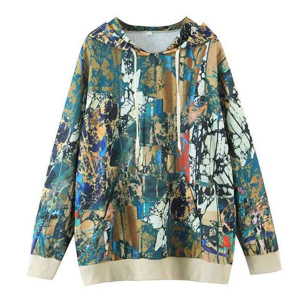 women's hooded printed sweatshirt fashion loose styled long sleeve hoodie coat 210524, Black
women's hooded printed sweatshirt fashion loose styled long sleeve hoodie coat 210524, Black