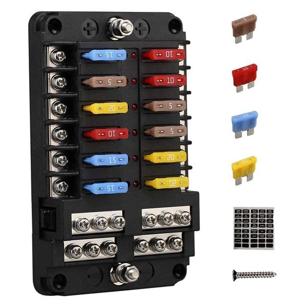 parts 12v 12 way marine fuse block panel with ground & volt box for car automotive boat rv rzr
parts 12v 12 way marine fuse block panel with ground & volt box for car automotive boat rv rzr
