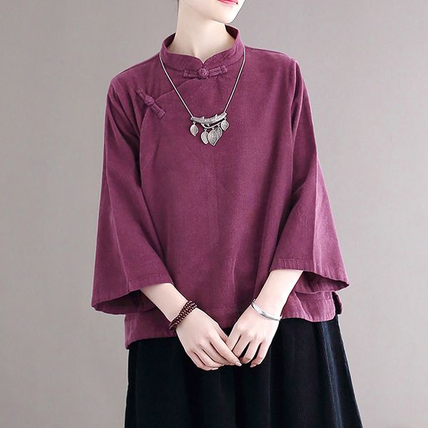 johnature women chinese style shirts purple blouses stand flare sleeve autumn vintage loose women shirts and 210521, White
johnature women chinese style shirts purple blouses stand flare sleeve autumn vintage loose women shirts and 210521, White