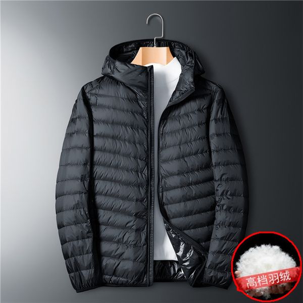 Lightweight short down et hooded warm top portable winter loose coat men's wear, Black
Lightweight short down et hooded warm top portable winter loose coat men's wear, Black
