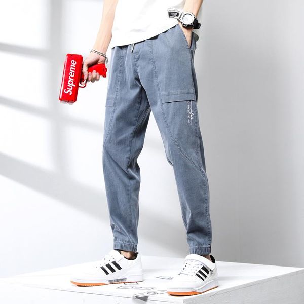 spring and autumn wide-leg jeans men's printed loose straight trendy feet solid color cropped trousers, Blue
spring and autumn wide-leg jeans men's printed loose straight trendy feet solid color cropped trousers, Blue