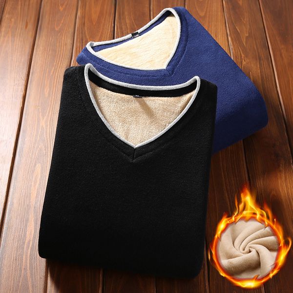 new winter plush thickened 2021 slim v-neck warm bottomed sweater men's fashion, Black;brown
new winter plush thickened 2021 slim v-neck warm bottomed sweater men's fashion, Black;brown