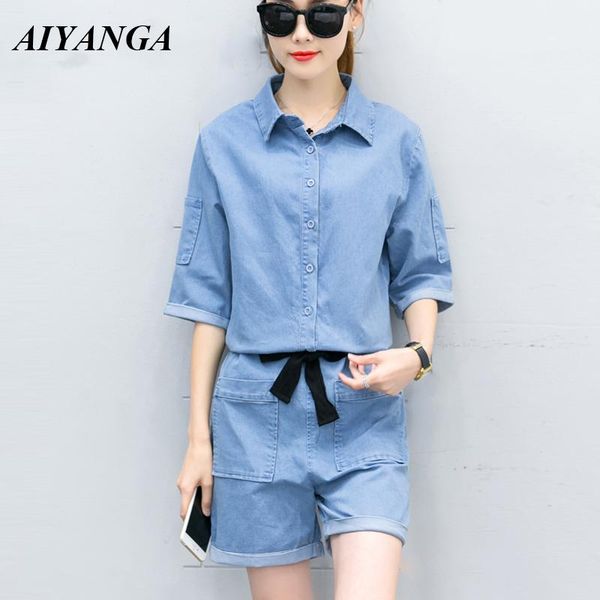 quality denim cotton summer women fashion playsuits turn-down collar elastic waist sashes pocket roll up hem overalls shorts women's ju, Black;white
quality denim cotton summer women fashion playsuits turn-down collar elastic waist sashes pocket roll up hem overalls shorts women's ju, Black;white