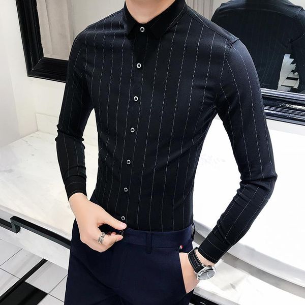 men's casual shirts shirt 2021 spring black and white stripe long sleeve line, White;black
men's casual shirts shirt 2021 spring black and white stripe long sleeve line, White;black