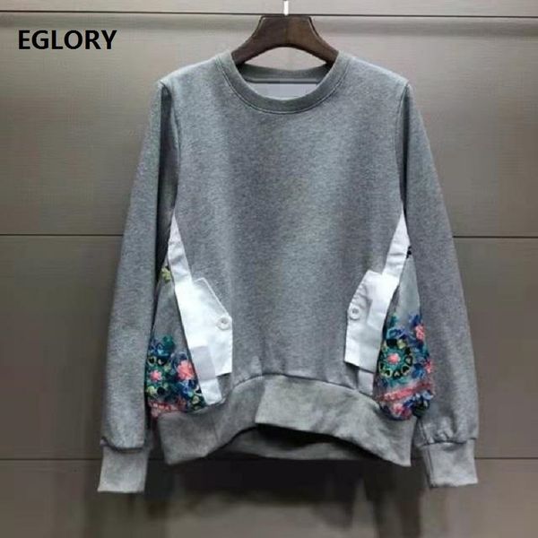 sweaters spring clothing fashion style women o-neck colorful floral embroidery mesh patchwork long sleeve casual sweatshirt, White;black
sweaters spring clothing fashion style women o-neck colorful floral embroidery mesh patchwork long sleeve casual sweatshirt, White;black