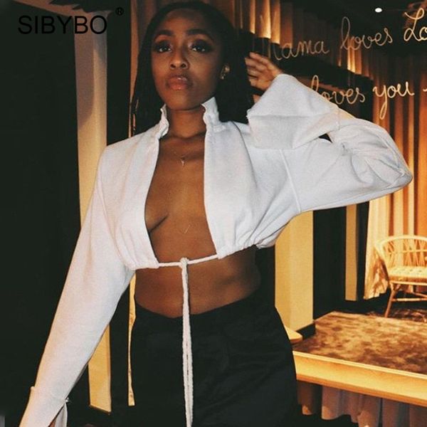sibybo autumn winter lace up t-shirt women open front flare sleeve short white clubwear fashion casual shirts tee 2021, Black;white
sibybo autumn winter lace up t-shirt women open front flare sleeve short white clubwear fashion casual shirts tee 2021, Black;white