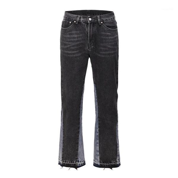 men's jeans vintage patchwork flare men streetwear wide leg denim long pants hip hop high street zipper straight black burrs trousers, Blue
men's jeans vintage patchwork flare men streetwear wide leg denim long pants hip hop high street zipper straight black burrs trousers, Blue