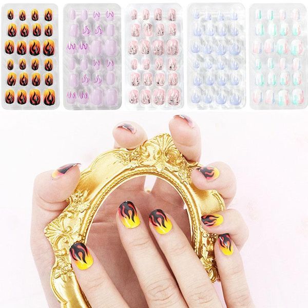 24pcs flame series false nails for kids gradient fire fake detachable nail tips glitter artifical cute art tool1, Red;gold
24pcs flame series false nails for kids gradient fire fake detachable nail tips glitter artifical cute art tool1, Red;gold