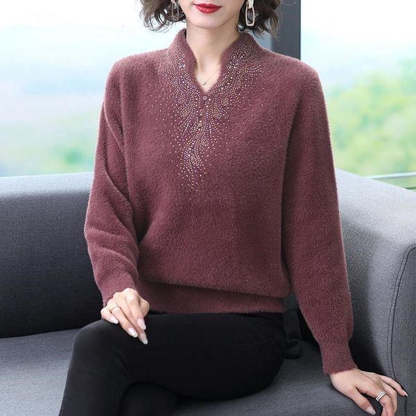 women's sweaters 2021 autumn winter middle-aged womens pullover sweater female casual loose long-sleeve knitted mother clothing s643, White;black
women's sweaters 2021 autumn winter middle-aged womens pullover sweater female casual loose long-sleeve knitted mother clothing s643, White;black