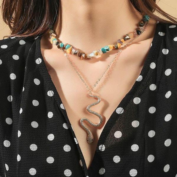 pendant necklaces 2 pcs/set ladies trendy multicolor natural stone for women gold color metal chain big snake pendants necklace jewelry, Silver
pendant necklaces 2 pcs/set ladies trendy multicolor natural stone for women gold color metal chain big snake pendants necklace jewelry, Silver