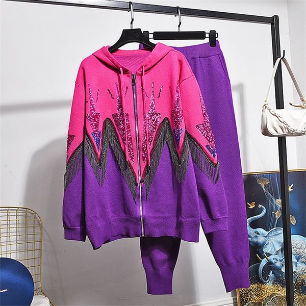 pant patchwork hooded knitted tracksuit women 2pc chain tassel cardigan sweater pants set female loose knit suit streetwear, White
pant patchwork hooded knitted tracksuit women 2pc chain tassel cardigan sweater pants set female loose knit suit streetwear, White