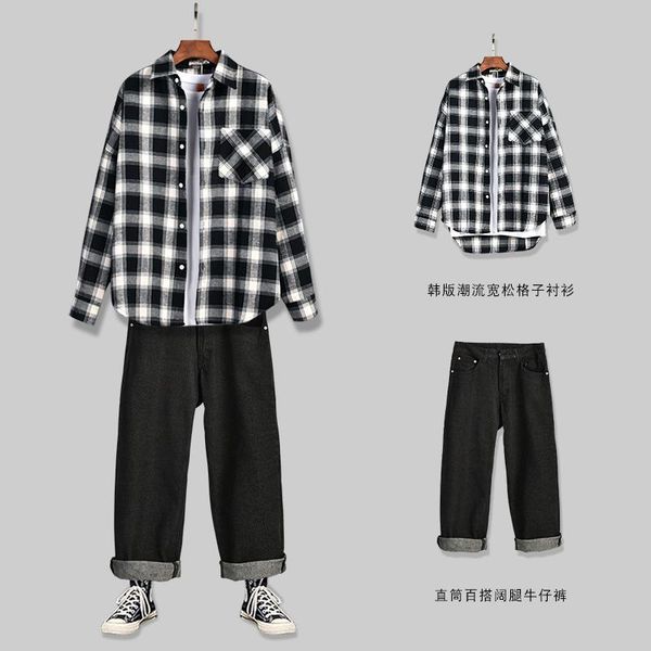 men's tracksuits men casual sets fashion trend spring autumn plaid shirts denim pants los hombres conjuntos clothing bc50tz, Gray
men's tracksuits men casual sets fashion trend spring autumn plaid shirts denim pants los hombres conjuntos clothing bc50tz, Gray