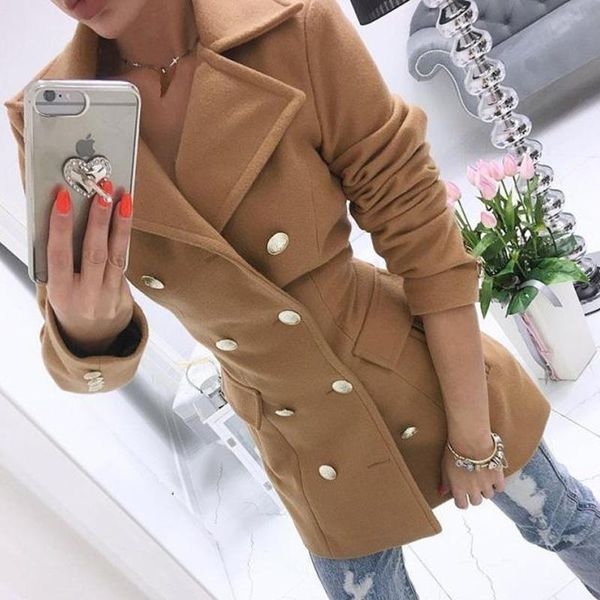 women's wool & blends jacket women casual long sleeve solid coat outwear autumn winter fashion lapel overcoat, Black
women's wool & blends jacket women casual long sleeve solid coat outwear autumn winter fashion lapel overcoat, Black