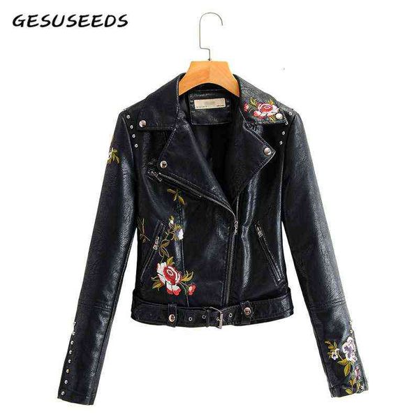vintage faux leather jacket women elegant coat floral embroidery coat black moto zipper belt beige
vintage faux leather jacket women elegant coat floral embroidery coat black moto zipper belt beige