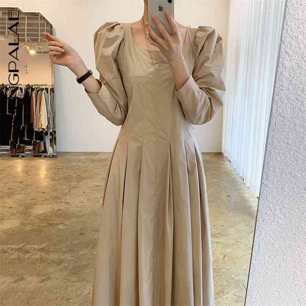 spring korean chic elegant square collar pleated bubble sleeve women's fashion mid-calf dress zt1055 210427, Black;gray
spring korean chic elegant square collar pleated bubble sleeve women's fashion mid-calf dress zt1055 210427, Black;gray