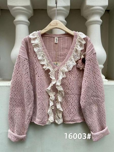 women's knits & tees 2021 autumn sweet lace stitching v-neck knitted cardigan sweater mori series long sleeve casual, White
women's knits & tees 2021 autumn sweet lace stitching v-neck knitted cardigan sweater mori series long sleeve casual, White