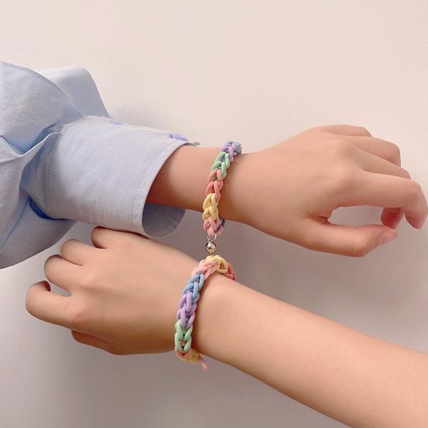 charm bracelets colorful hair rope braid magnet attract couple bracelet rainbow friendship jewelry adjustable braided bangle for women men, Golden;silver
charm bracelets colorful hair rope braid magnet attract couple bracelet rainbow friendship jewelry adjustable braided bangle for women men, Golden;silver
