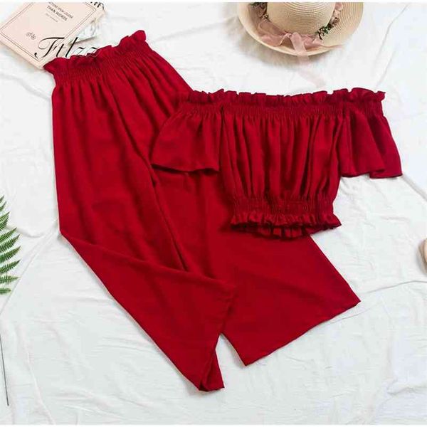 beach two piece sets clothes women slash neck crop wiht loose pants suits summer woman 2 pcs set feminino 210727, White
beach two piece sets clothes women slash neck crop wiht loose pants suits summer woman 2 pcs set feminino 210727, White