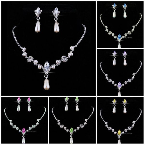 genuine bridesmaid jewelry set for wedding faux pearls rhinestone necklace water drop earrings jewellery set party jewelry set, Silver
genuine bridesmaid jewelry set for wedding faux pearls rhinestone necklace water drop earrings jewellery set party jewelry set, Silver
