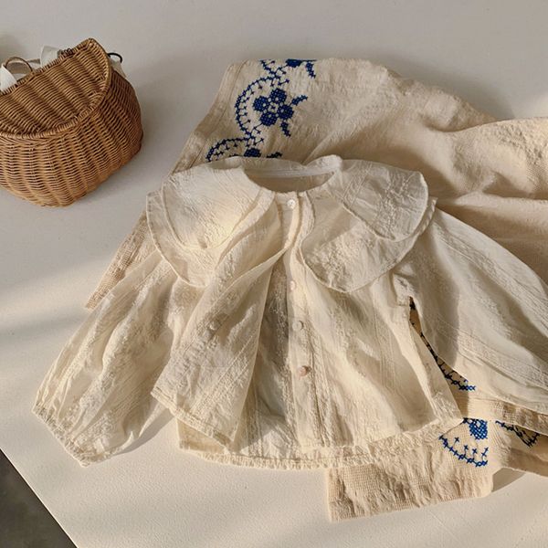 korean style 2021 spring baby girls beige ruffles collar shirts jacquard solid color kids blouses children clothes, White;black
korean style 2021 spring baby girls beige ruffles collar shirts jacquard solid color kids blouses children clothes, White;black