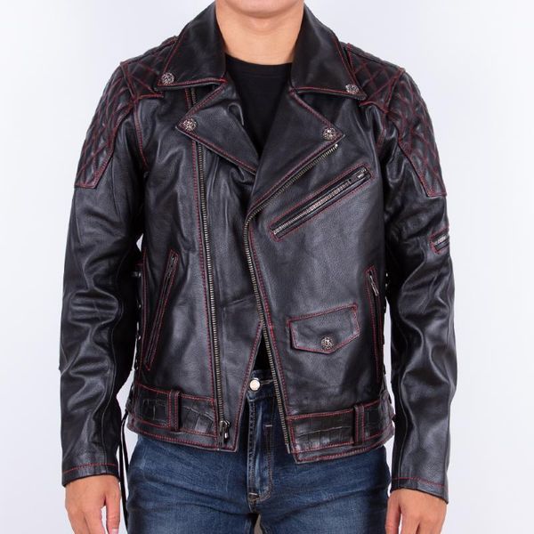 men's leather & faux 2022 autumn slim fit natural cowhide jacket motorcycle suit., Black
men's leather & faux 2022 autumn slim fit natural cowhide jacket motorcycle suit., Black