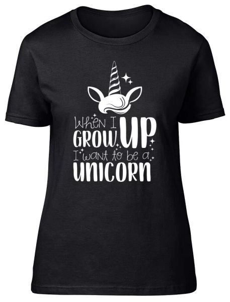 when i grow up i want to be a unicorn fitted womens ladies t shirt, White;black
when i grow up i want to be a unicorn fitted womens ladies t shirt, White;black