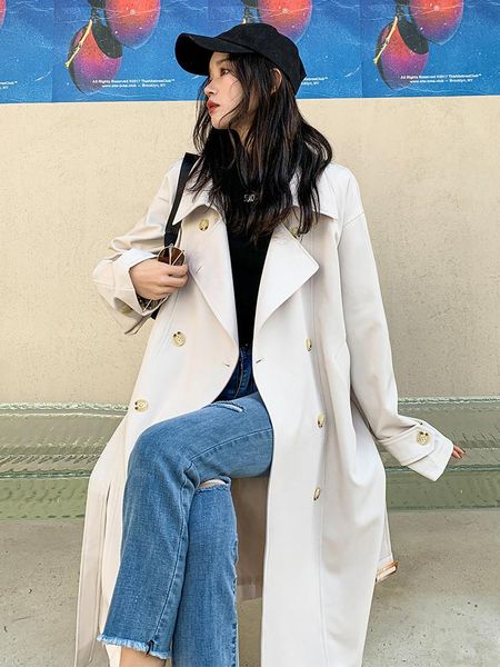women's trench coats windbreaker spring autumn korean fashion loose solid color high-quality double-breasted long sleeve feminine coat0, Tan;black
women's trench coats windbreaker spring autumn korean fashion loose solid color high-quality double-breasted long sleeve feminine coat0, Tan;black