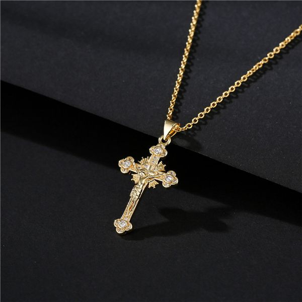 classic religious jewelry real gold plated jesus cross pendant 45cm o-chain necklace, Silver
classic religious jewelry real gold plated jesus cross pendant 45cm o-chain necklace, Silver