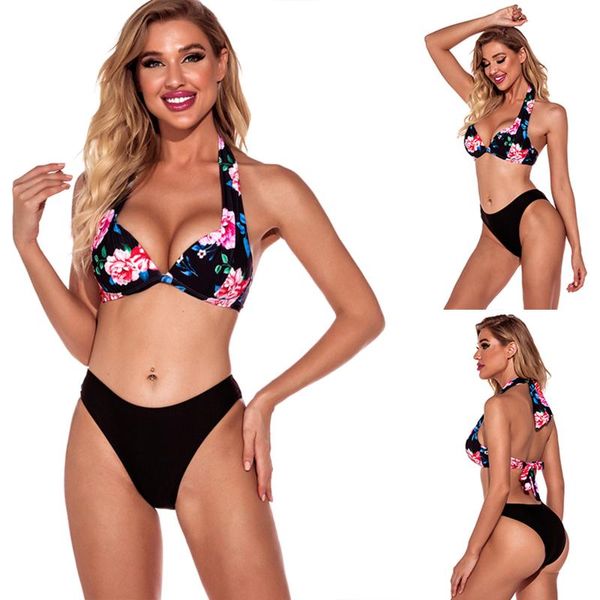 women's swimwear floral printing bikini set summer women female two-piece high waisted concise swimsuit bikinis 2021 mujer, White;black
women's swimwear floral printing bikini set summer women female two-piece high waisted concise swimsuit bikinis 2021 mujer, White;black