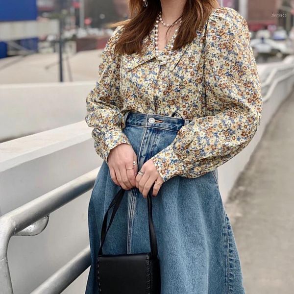 women's blouses & shirts chic fashion vintage print women blouse turn down collar puff sleeve button up 2021 spring french elegant ol b, White
women's blouses & shirts chic fashion vintage print women blouse turn down collar puff sleeve button up 2021 spring french elegant ol b, White