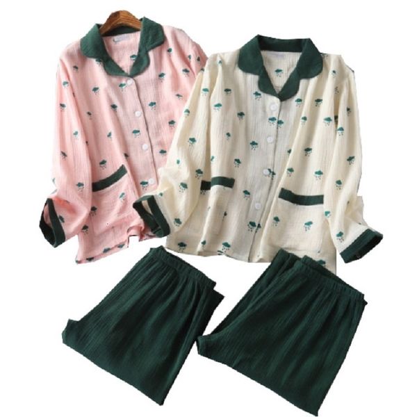 women's sleepwear spring new washed texture crepe cotton gauze turn-down collar cardigan+pants 2pcs pajamas homeware ladies soft w, Black;red
women's sleepwear spring new washed texture crepe cotton gauze turn-down collar cardigan+pants 2pcs pajamas homeware ladies soft w, Black;red