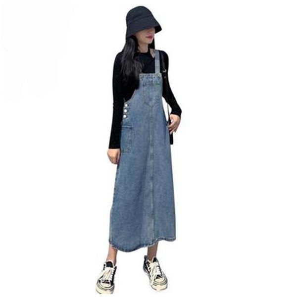 summer sundress korean loose over the knee long suspender denim dresses sleeveless button multi-pocket a-line blue jean dress 210604, Black;gray
summer sundress korean loose over the knee long suspender denim dresses sleeveless button multi-pocket a-line blue jean dress 210604, Black;gray
