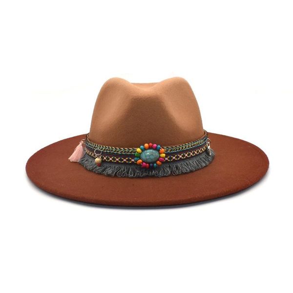 wide brim hats autumn winter retro wool hat woman felt ethnic wind along the men edge of jazz fedora for women, Blue;gray
wide brim hats autumn winter retro wool hat woman felt ethnic wind along the men edge of jazz fedora for women, Blue;gray