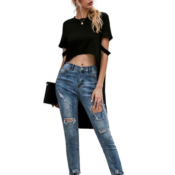 women's t-shirt fashion women summer irregular office lady tee shirt femme elegant ladies ol tshirt black asymmetric streetwear, White
women's t-shirt fashion women summer irregular office lady tee shirt femme elegant ladies ol tshirt black asymmetric streetwear, White