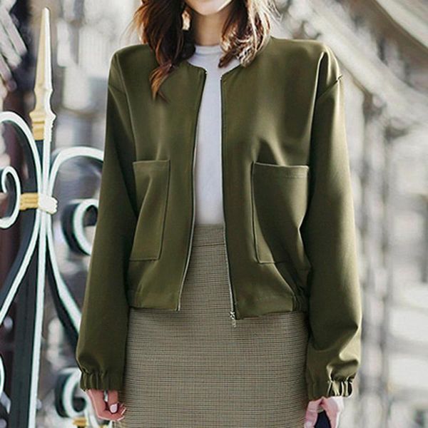 women's jackets women crop jacket zipper blouse leisure long sleeve o-neck loose pure color coat bolero bomberka damska #2s20, Black;brown
women's jackets women crop jacket zipper blouse leisure long sleeve o-neck loose pure color coat bolero bomberka damska #2s20, Black;brown