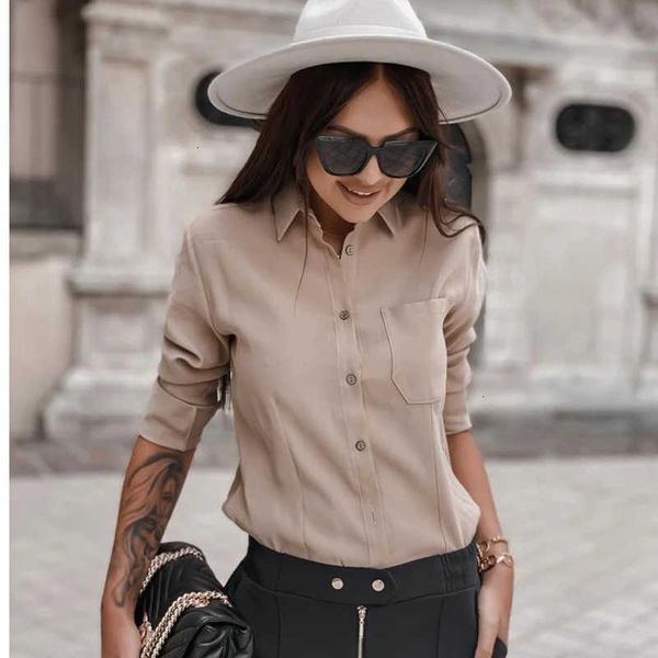 women's knits & tees knits women fashion khaki blouse casual turn-down collar long sleeve pocket versatile style ladies basic loose sh, White
women's knits & tees knits women fashion khaki blouse casual turn-down collar long sleeve pocket versatile style ladies basic loose sh, White