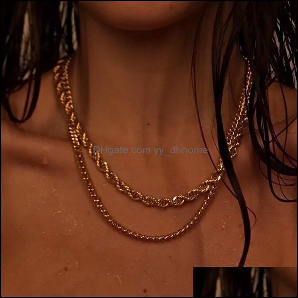 & pendants jewelryfashion gold sier color twisted rope chain for women men 44/53/60cm metal choker minimalist necklaces jewelry chains drop, Silver
& pendants jewelryfashion gold sier color twisted rope chain for women men 44/53/60cm metal choker minimalist necklaces jewelry chains drop, Silver