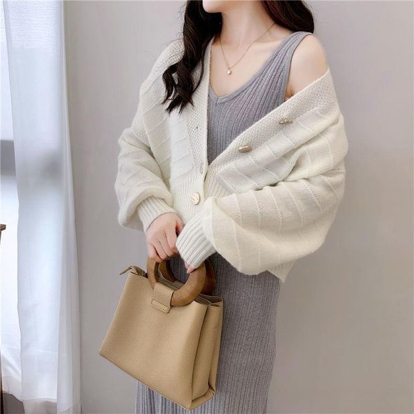 women's knits & tees knitted cardigan women casual vintage v-neck long sleeve loose chic knit sweater korean women's clothing autum, White
women's knits & tees knitted cardigan women casual vintage v-neck long sleeve loose chic knit sweater korean women's clothing autum, White