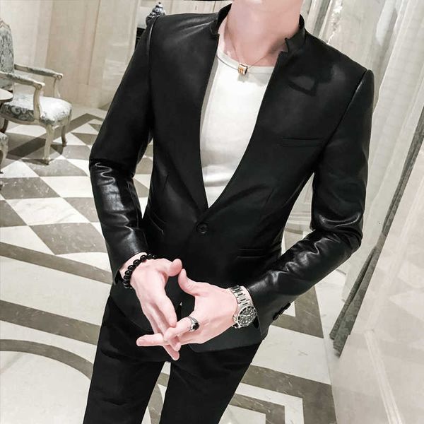 men's suits & blazers preto slido fino blazer jaqueta de couro do plutnio dos homens um boto gola negcios casual masculino terno corean, White;black
men's suits & blazers preto slido fino blazer jaqueta de couro do plutnio dos homens um boto gola negcios casual masculino terno corean, White;black