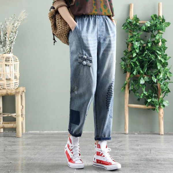 women's jeans fairynatural fashion spring autumn ladies elastic waist scratched blue pants women ripped denim trousers retro oversized
women's jeans fairynatural fashion spring autumn ladies elastic waist scratched blue pants women ripped denim trousers retro oversized
