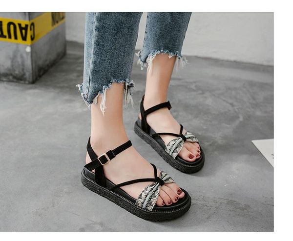 dress shoes women flock sandals female summer platform beach roman back strap flat mujer sandalias ladies footwear, Black
dress shoes women flock sandals female summer platform beach roman back strap flat mujer sandalias ladies footwear, Black