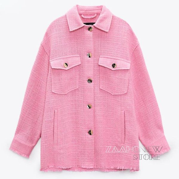 women's jackets zaaho spring autumn women fashion pink tweed shirt jacket coat casual chic button pockets solid outwear female, Black;brown
women's jackets zaaho spring autumn women fashion pink tweed shirt jacket coat casual chic button pockets solid outwear female, Black;brown