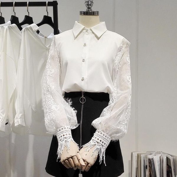 women's t-shirt french chiffon shirt long sleeve 2021 autumn lace hollow mosaic lantern white
women's t-shirt french chiffon shirt long sleeve 2021 autumn lace hollow mosaic lantern white