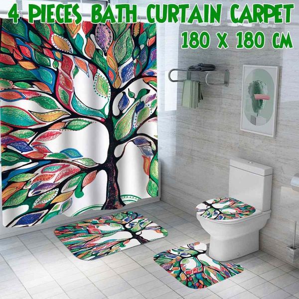 colorful tree printing shower curtain set waterproof bath mat toilet lid cover non-slip rug carpet home bathroom decor curtains
colorful tree printing shower curtain set waterproof bath mat toilet lid cover non-slip rug carpet home bathroom decor curtains