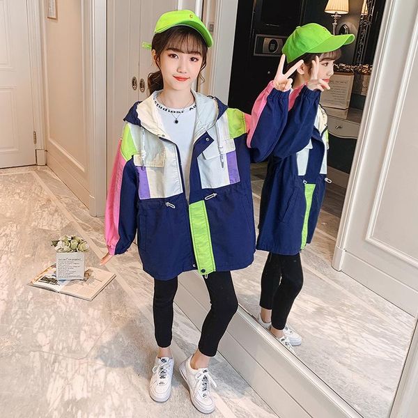 hooded jacket spring autumn coat outerwear children clothes school kids costume teenage girl clothing jackets, Blue;gray 
hooded jacket spring autumn coat outerwear children clothes school kids costume teenage girl clothing jackets, Blue;gray